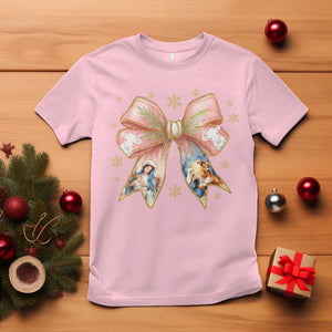 Jesus Christmas Coquette Bow Nativity Bible Verse Christian T Shirt TS11 Light Pink Print Your Wear