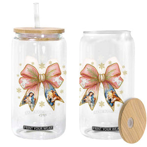 Jesus Christmas Coquette Bow Nativity Bible Verse Christian Glass Can TS11 Print Your Wear