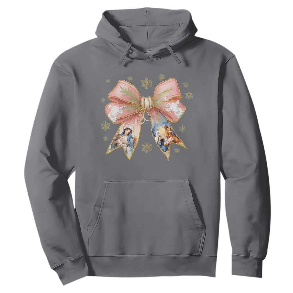Jesus Christmas Coquette Bow Nativity Bible Verse Christian Hoodie TS11 Charcoal Print Your Wear