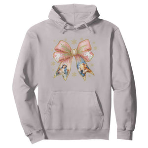 Jesus Christmas Coquette Bow Nativity Bible Verse Christian Hoodie TS11 Ice Gray Print Your Wear