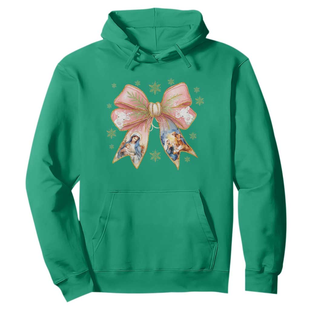 Jesus Christmas Coquette Bow Nativity Bible Verse Christian Hoodie TS11 Irish Green Print Your Wear