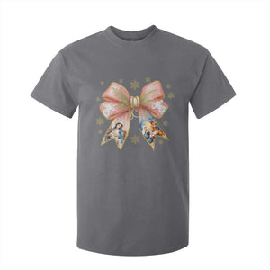 Jesus Christmas Coquette Bow Nativity Bible Verse Christian T Shirt For Kid TS11 Charcoal Print Your Wear