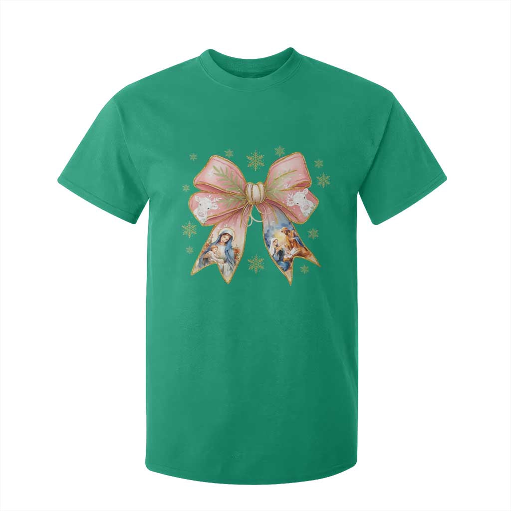 Jesus Christmas Coquette Bow Nativity Bible Verse Christian T Shirt For Kid TS11 Irish Green Print Your Wear
