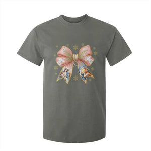 Jesus Christmas Coquette Bow Nativity Bible Verse Christian T Shirt For Kid TS11 Military Green Print Your Wear