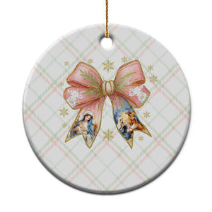 Jesus Christmas Coquette Bow Nativity Bible Verse Christian Ceramic Ornament TS11 1pc Christmas Plaid Print Your Wear