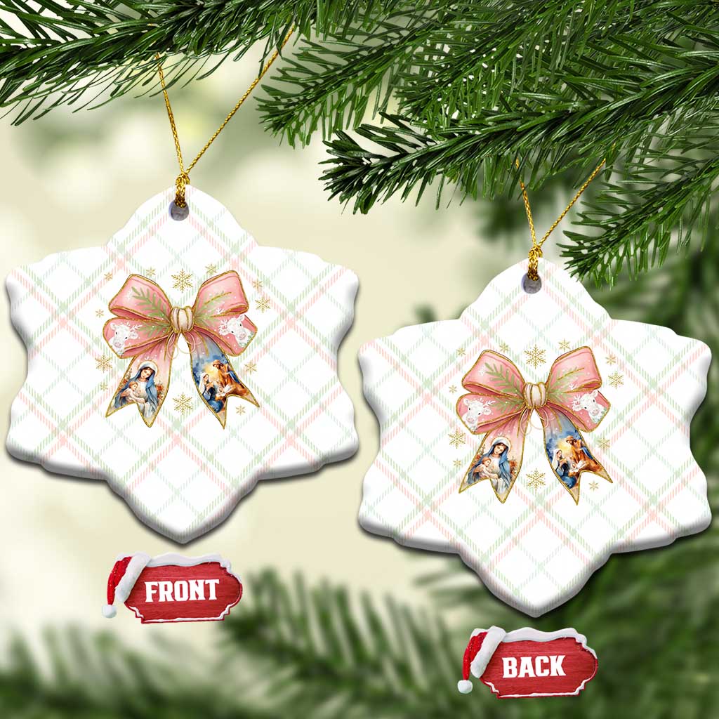 Jesus Christmas Coquette Bow Nativity Bible Verse Christian Ceramic Ornament TS11 Print Your Wear