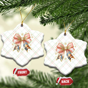 Jesus Christmas Coquette Bow Nativity Bible Verse Christian Ceramic Ornament TS11 Print Your Wear