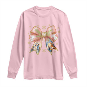 Jesus Christmas Coquette Bow Nativity Bible Verse Christian Long Sleeve Shirt TS11 Light Pink Print Your Wear
