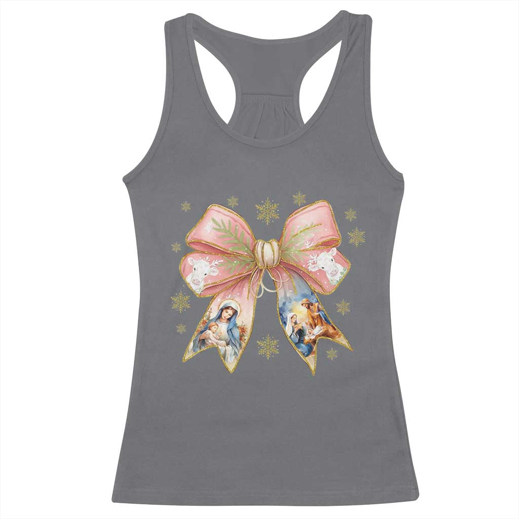 Jesus Christmas Coquette Bow Nativity Bible Verse Christian Racerback Tank Top TS11 Charcoal Print Your Wear