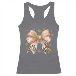 Jesus Christmas Coquette Bow Nativity Bible Verse Christian Racerback Tank Top TS11 Charcoal Print Your Wear