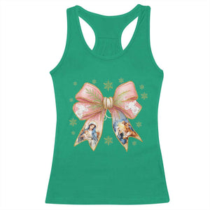 Jesus Christmas Coquette Bow Nativity Bible Verse Christian Racerback Tank Top TS11 Irish Green Print Your Wear