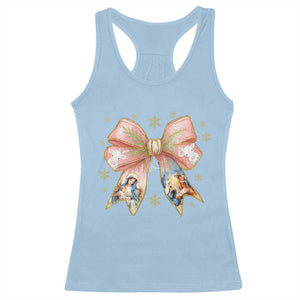 Jesus Christmas Coquette Bow Nativity Bible Verse Christian Racerback Tank Top TS11 Light Blue Print Your Wear