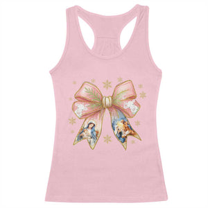 Jesus Christmas Coquette Bow Nativity Bible Verse Christian Racerback Tank Top TS11 Light Pink Print Your Wear