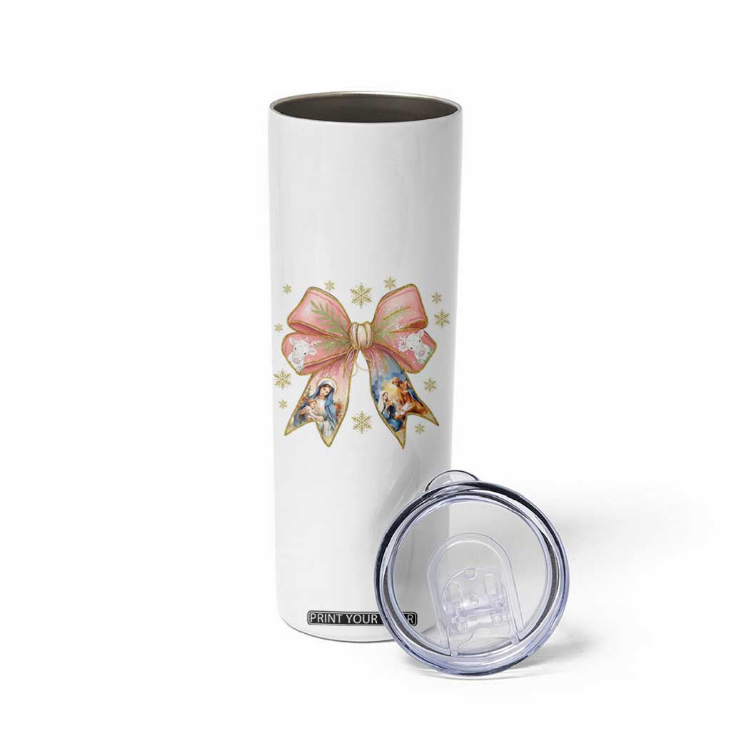 Jesus Christmas Coquette Bow Nativity Bible Verse Christian Skinny Tumbler TS11 Print Your Wear
