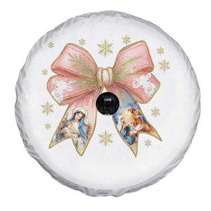 Jesus Christmas Coquette Bow Nativity Bible Verse Christian Spare Tire Cover TS11 Print Your Wear