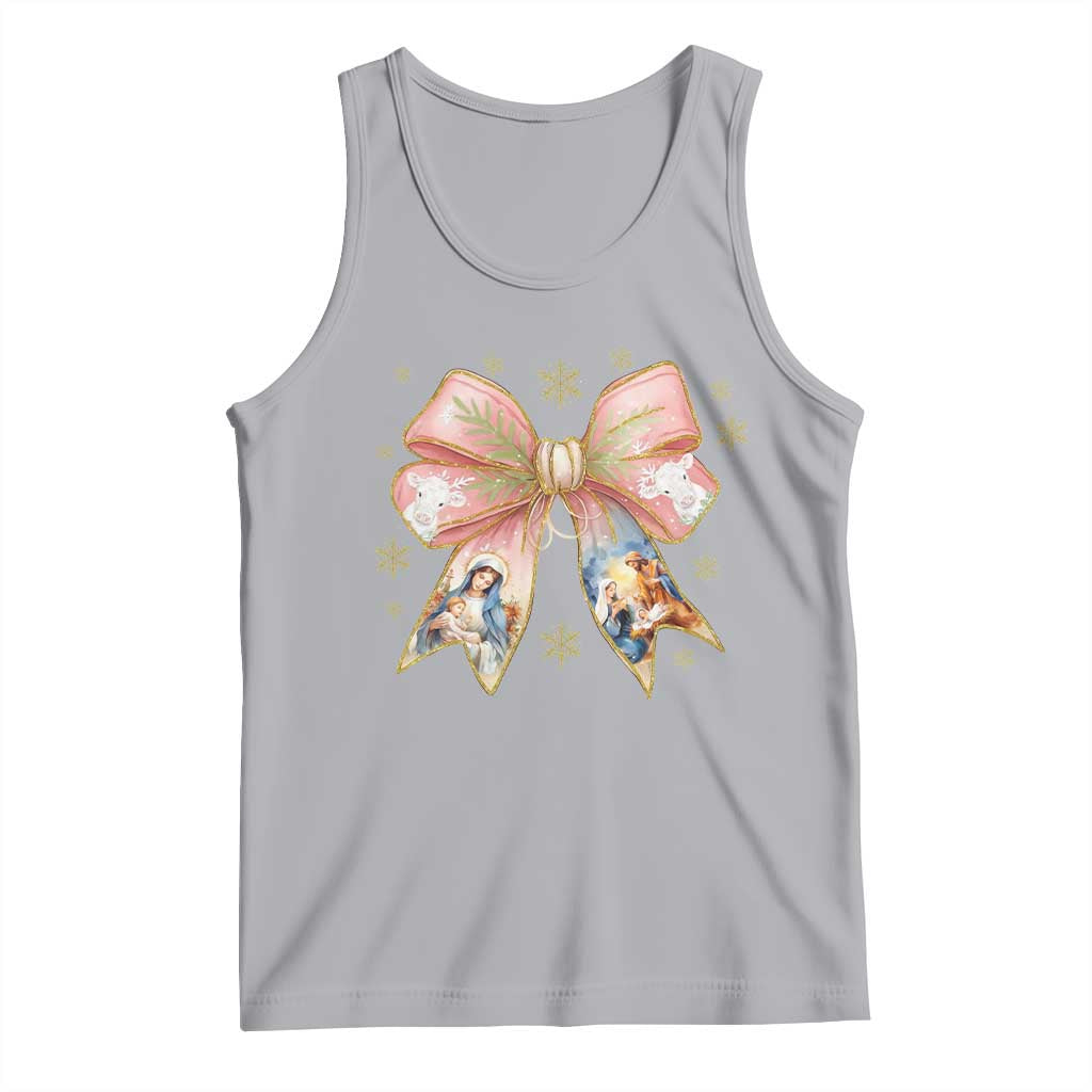 Jesus Christmas Coquette Bow Nativity Bible Verse Christian Tank Top TS11 Athletic Heather Print Your Wear