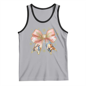 Jesus Christmas Coquette Bow Nativity Bible Verse Christian Tank Top TS11 Athletic Heather Black Print Your Wear