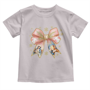 Jesus Christmas Coquette Bow Nativity Bible Verse Christian Toddler T Shirt TS11 Ice Gray Print Your Wear