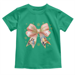 Jesus Christmas Coquette Bow Nativity Bible Verse Christian Toddler T Shirt TS11 Irish Green Print Your Wear