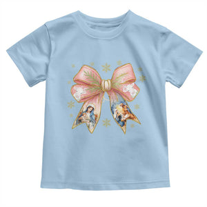 Jesus Christmas Coquette Bow Nativity Bible Verse Christian Toddler T Shirt TS11 Light Blue Print Your Wear