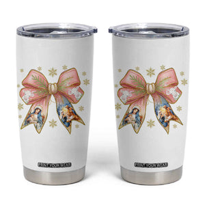 Jesus Christmas Coquette Bow Nativity Bible Verse Christian Tumbler Cup TS11 White Print Your Wear