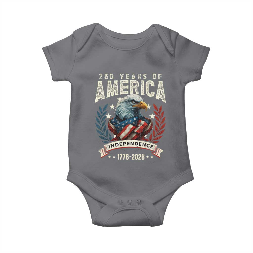 250 Years Of America Baby Onesie 250th American Anniversary Independence Bald Eagle TS11 Charcoal Print Your Wear