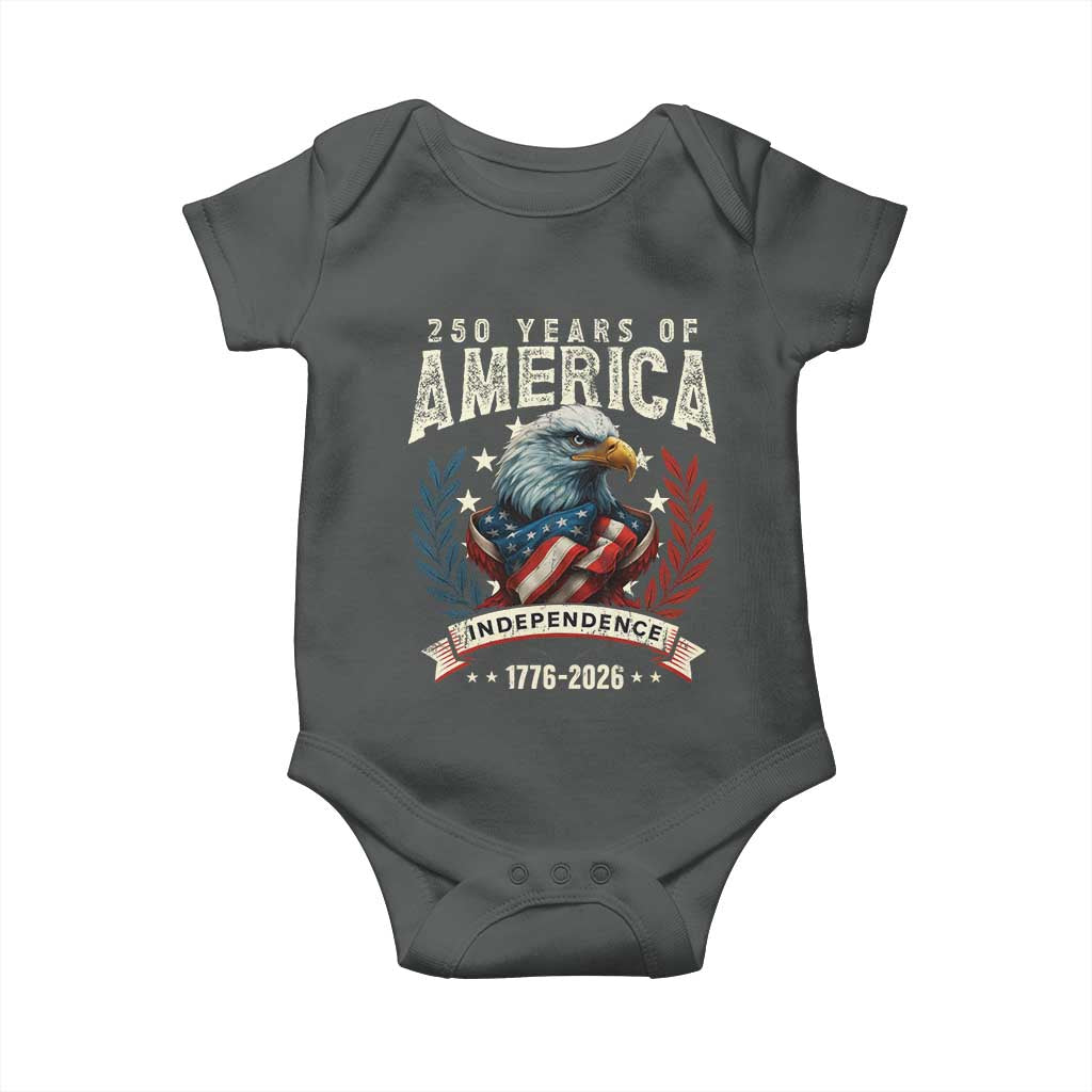 250 Years Of America Baby Onesie 250th American Anniversary Independence Bald Eagle TS11 Dark Heather Print Your Wear