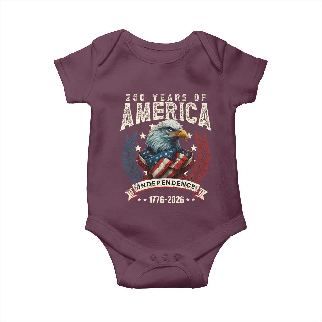 250 Years Of America Baby Onesie 250th American Anniversary Independence Bald Eagle TS11 Maroon Print Your Wear