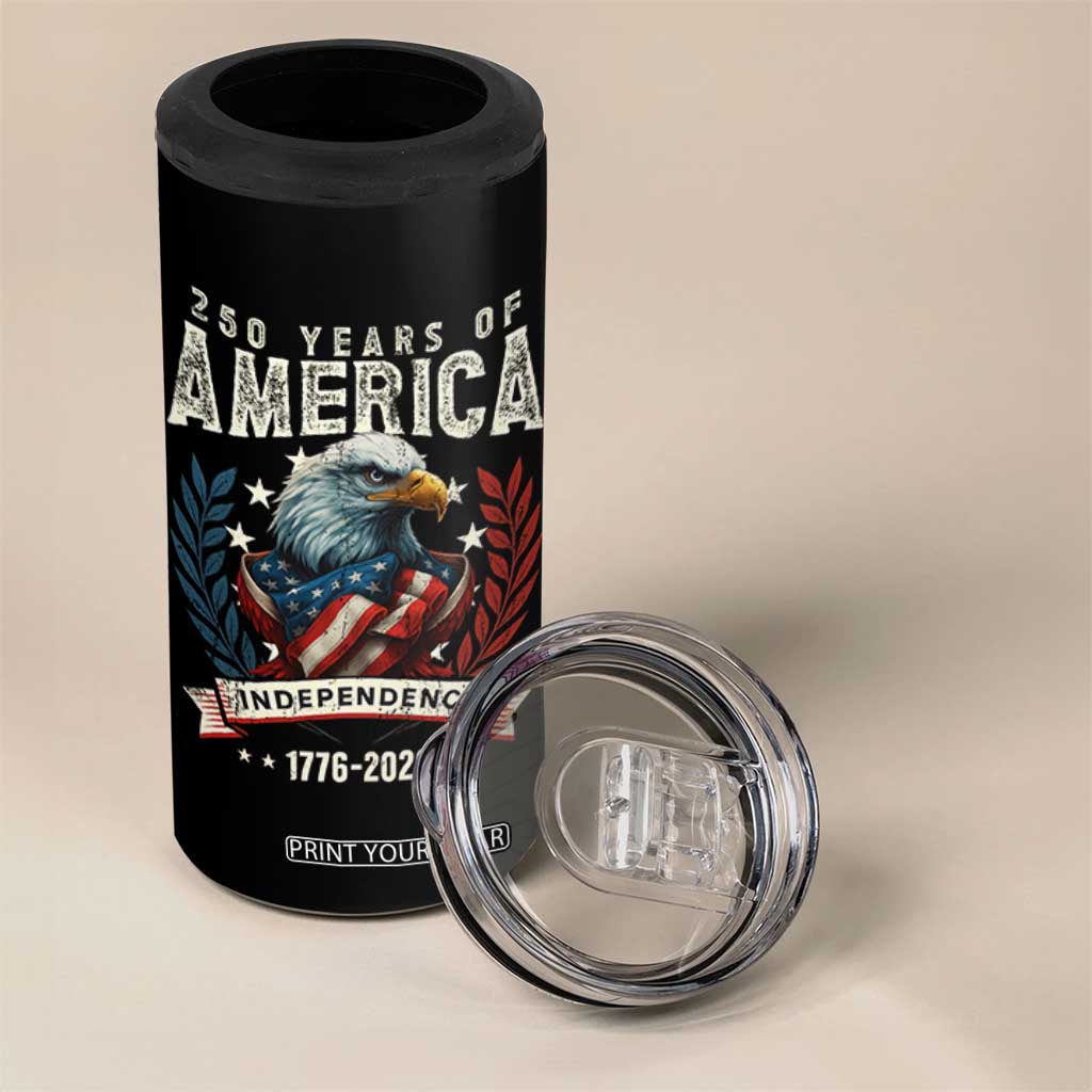 250 Years Of America 4 in 1 Can Cooler Tumbler 250th American Anniversary Independence Bald Eagle TS11 Print Your Wear