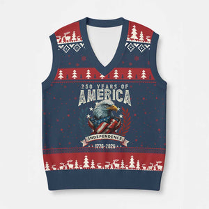 250 Years Of America V-Neck Knit Sweater Vest 250th American Anniversary Independence Bald Eagle TS11 Navy Red Print Your Wear