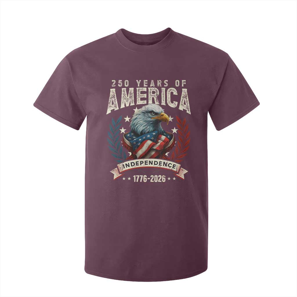 250 Years Of America T Shirt For Kid 250th American Anniversary Independence Bald Eagle TS11 Maroon Print Your Wear