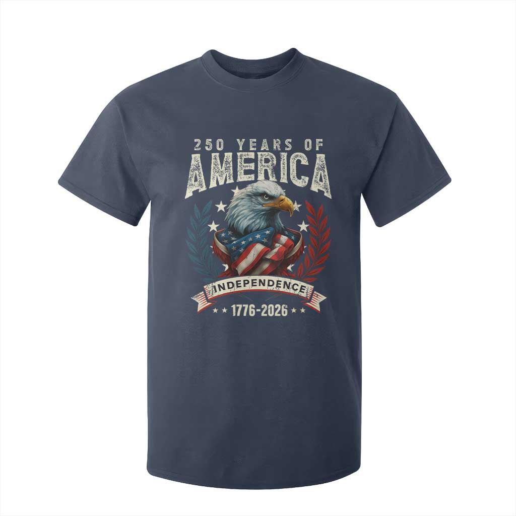 250 Years Of America T Shirt For Kid 250th American Anniversary Independence Bald Eagle TS11 Navy Print Your Wear