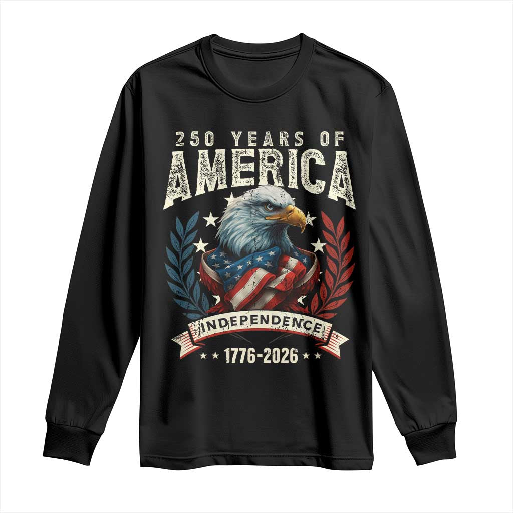 250 Years Of America Long Sleeve Shirt 250th American Anniversary Independence Bald Eagle TS11 Black Print Your Wear