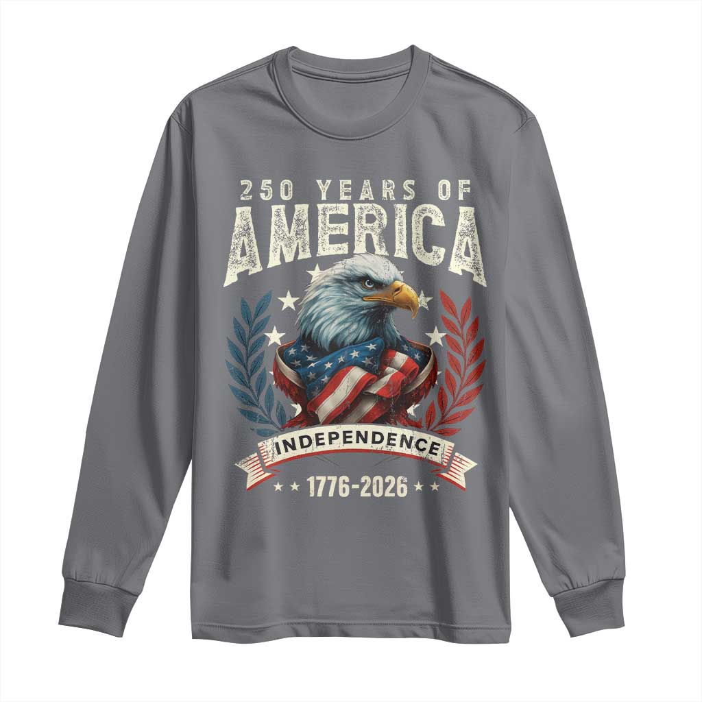 250 Years Of America Long Sleeve Shirt 250th American Anniversary Independence Bald Eagle TS11 Charcoal Print Your Wear