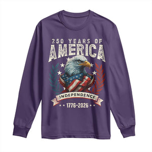 250 Years Of America Long Sleeve Shirt 250th American Anniversary Independence Bald Eagle TS11 Purple Print Your Wear