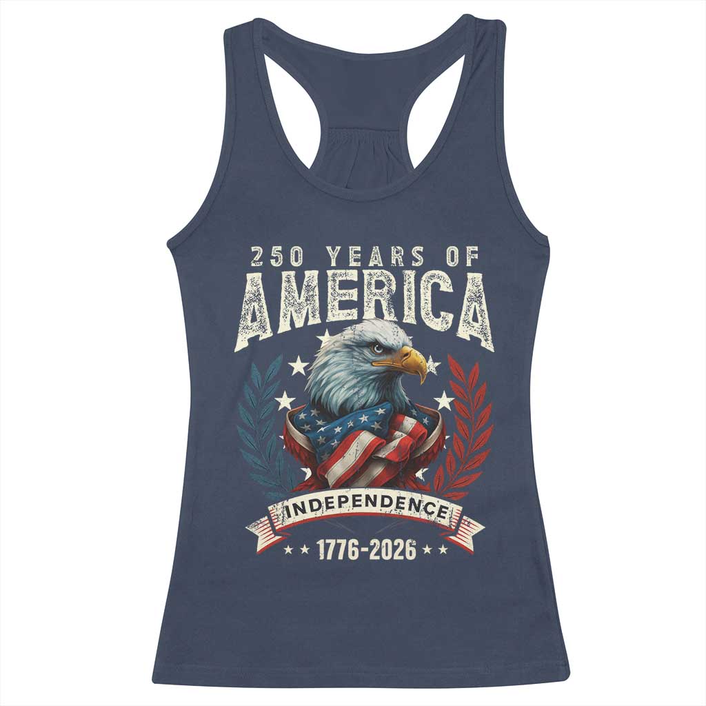 250 Years Of America Racerback Tank Top 250th American Anniversary Independence Bald Eagle TS11 Navy Print Your Wear