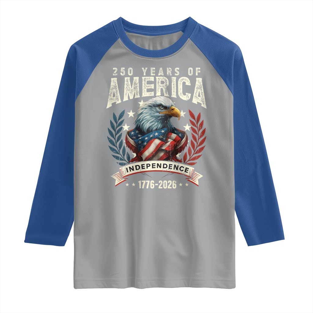 250 Years Of America Raglan Shirt 250th American Anniversary Independence Bald Eagle TS11 Sport Gray Royal Print Your Wear