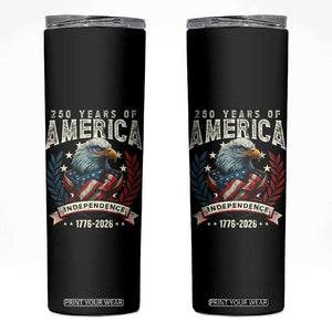 250 Years Of America Skinny Tumbler 250th American Anniversary Independence Bald Eagle TS11 Black Print Your Wear