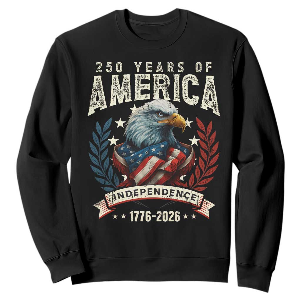 250 Years Of America Sweatshirt 250th American Anniversary Independence Bald Eagle TS11 Black Print Your Wear