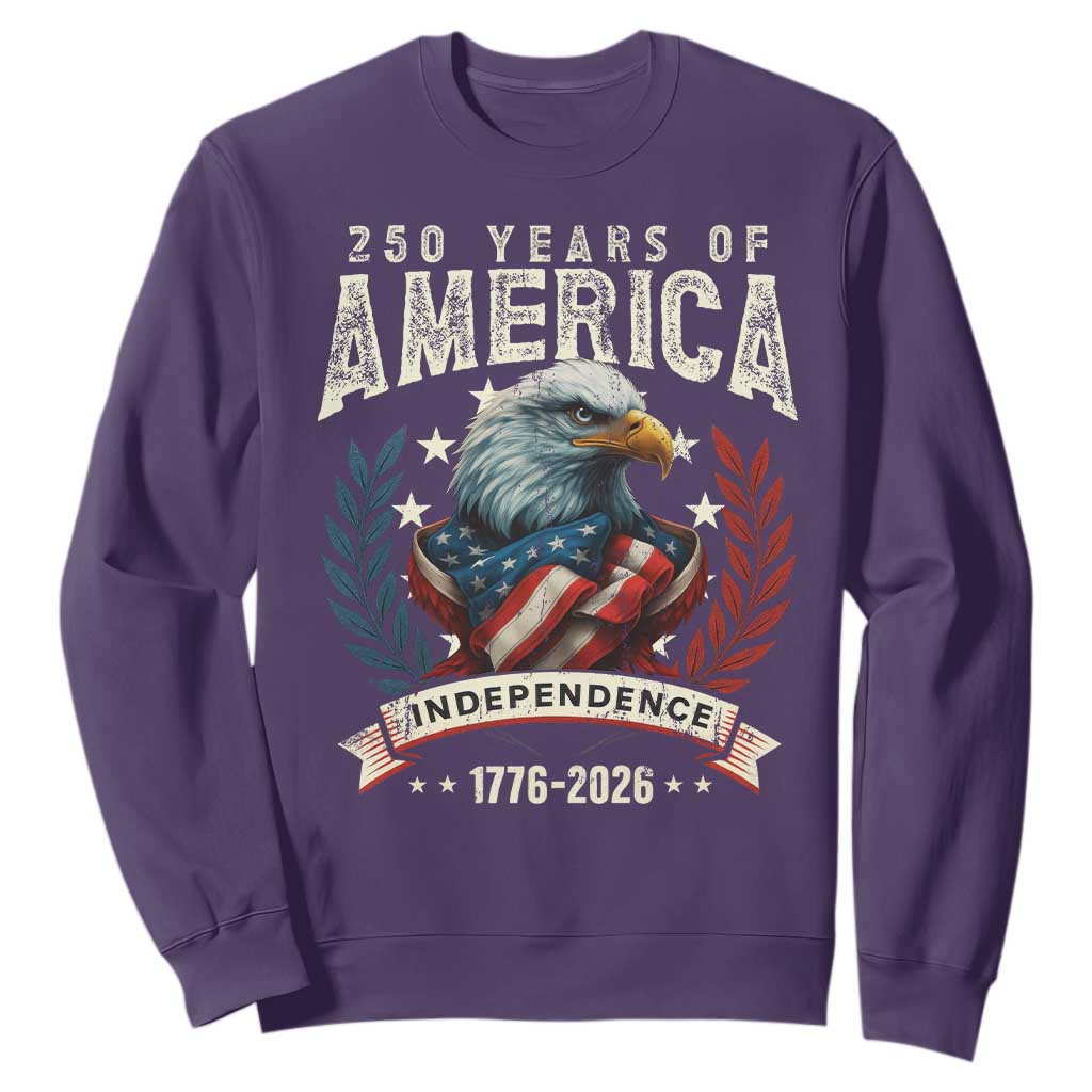 250 Years Of America Sweatshirt 250th American Anniversary Independence Bald Eagle TS11 Purple Print Your Wear