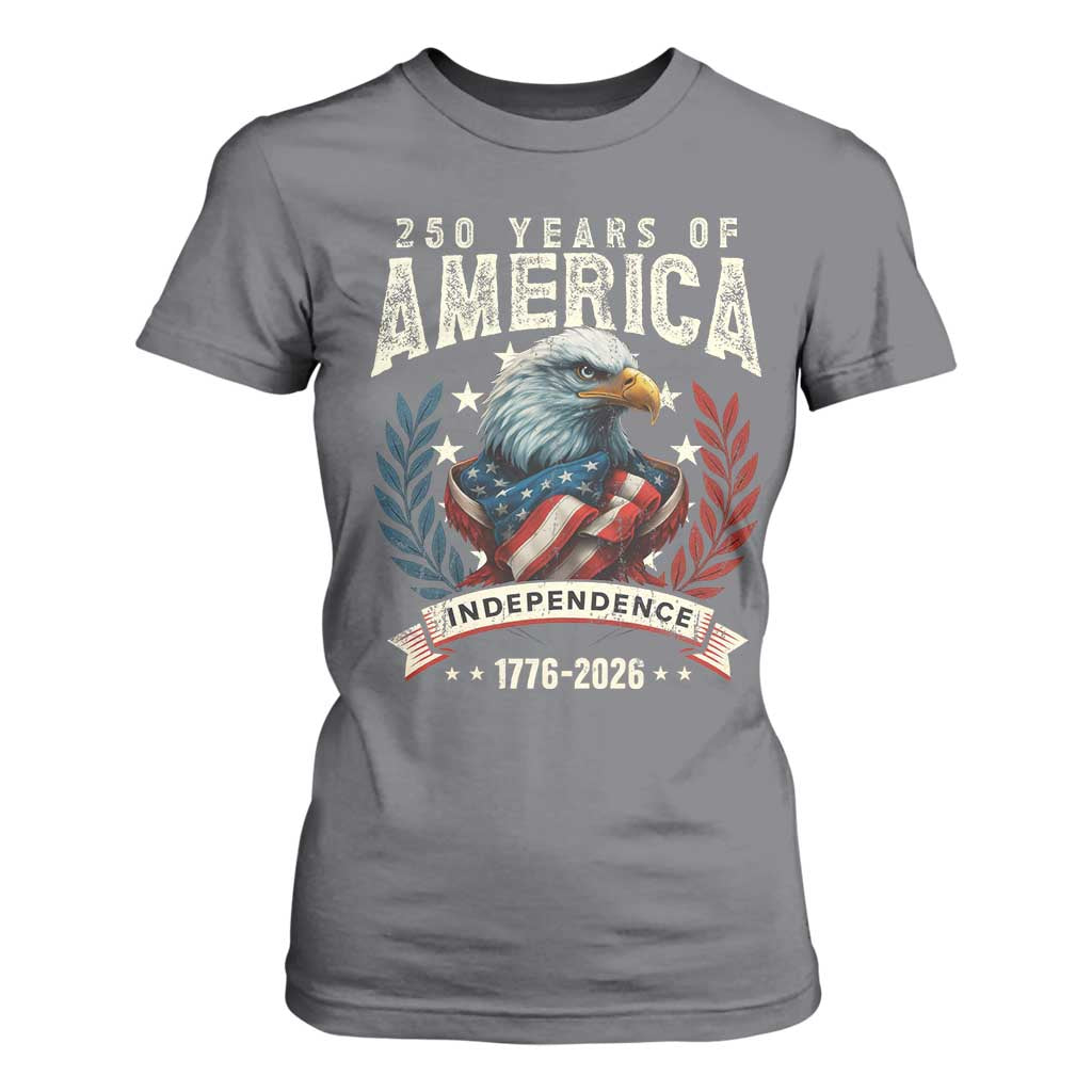 250 Years Of America T Shirt For Women 250th American Anniversary Independence Bald Eagle TS11 Charcoal Print Your Wear