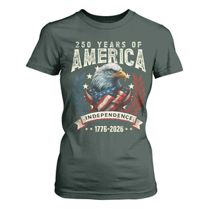 250 Years Of America T Shirt For Women 250th American Anniversary Independence Bald Eagle TS11 Dark Forest Green Print Your Wear