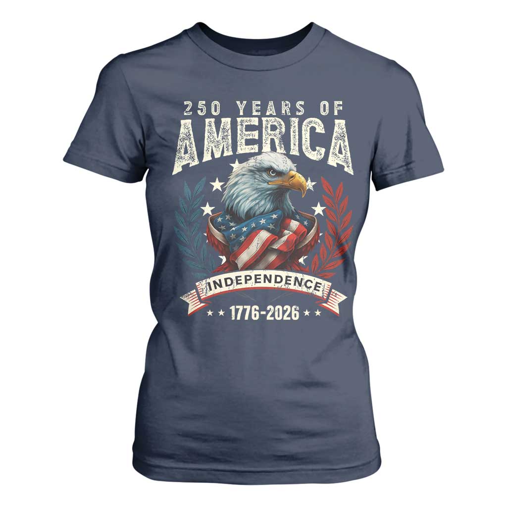 250 Years Of America T Shirt For Women 250th American Anniversary Independence Bald Eagle TS11 Navy Print Your Wear