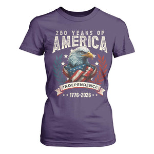 250 Years Of America T Shirt For Women 250th American Anniversary Independence Bald Eagle TS11 Purple Print Your Wear