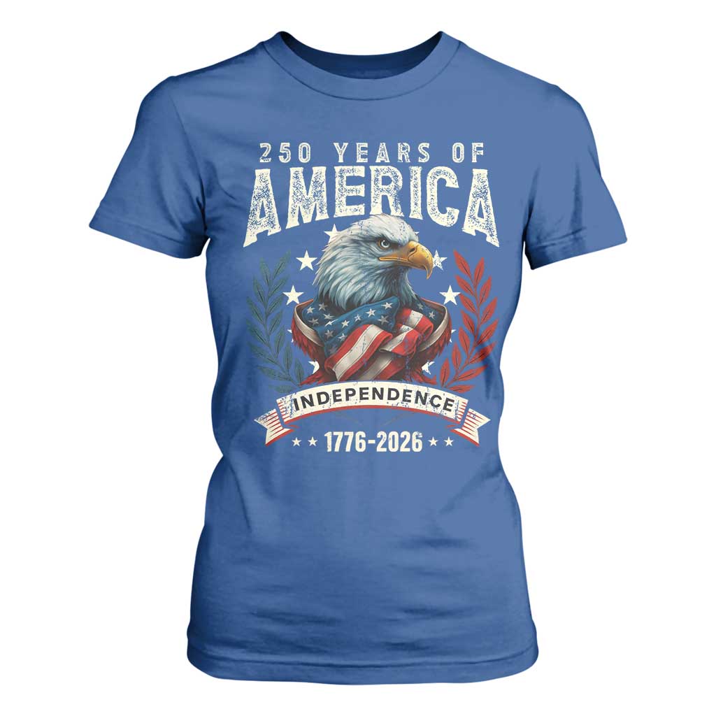 250 Years Of America T Shirt For Women 250th American Anniversary Independence Bald Eagle TS11 Royal Blue Print Your Wear