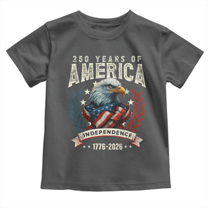 250 Years Of America Toddler T Shirt 250th American Anniversary Independence Bald Eagle TS11 Dark Heather Print Your Wear