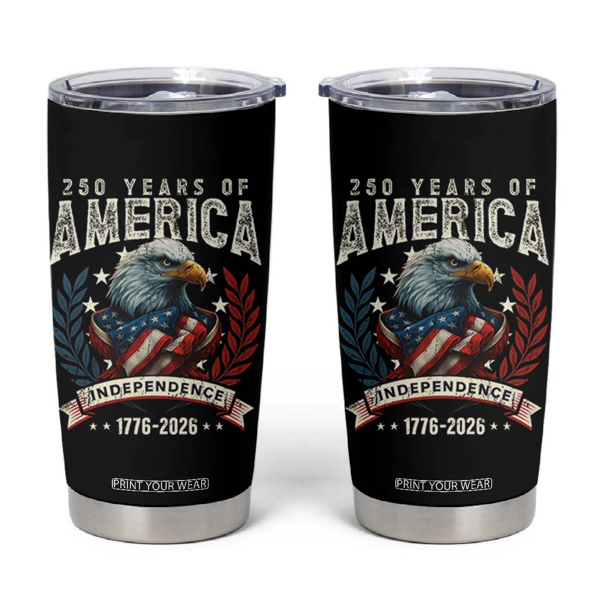 250 Years Of America Tumbler Cup 250th American Anniversary Independence Bald Eagle TS11 Black Print Your Wear