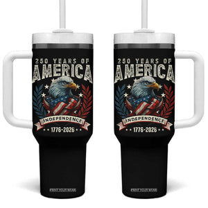 250 Years Of America Tumbler With Handle 250th American Anniversary Independence Bald Eagle TS11 One Size: 40 oz Black Print Your Wear