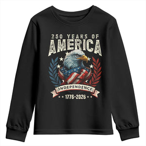 250 Years Of America Youth Sweatshirt 250th American Anniversary Independence Bald Eagle TS11 Black Print Your Wear
