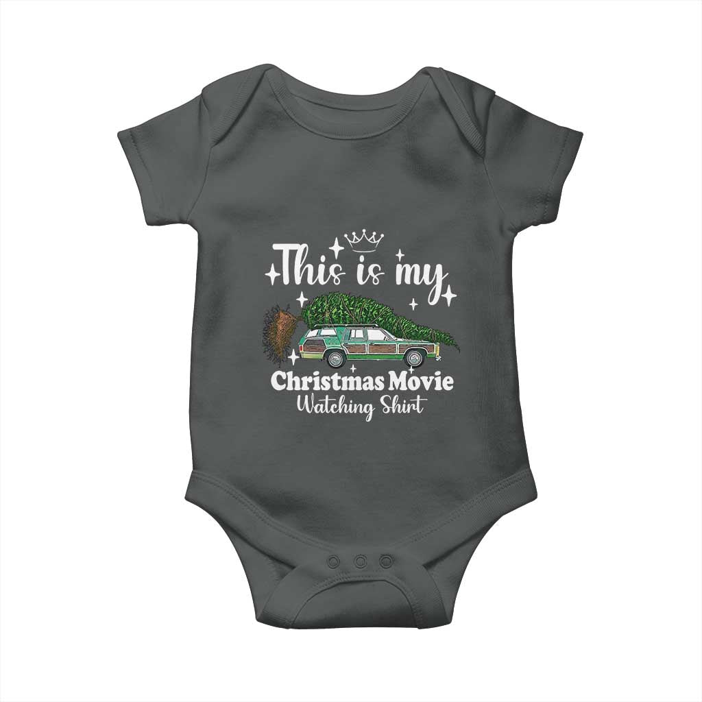 This Is My Christmas Movie Watching Baby Onesie Vintage Xmas Tree Car TS11 Dark Heather Print Your Wear